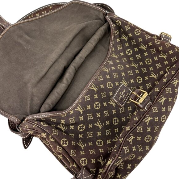 LOUIS VUITTON Vintage Monogram Saumur Doubled Crossbody Brown Green [106379] - Picture 11 of 16